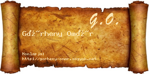 Görheny Omár névjegykártya